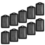 Max 10Pcs PU Leather Business ID Badge Card Holder Card Case, Vertical Black