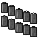 Max 10Pcs PU Leather Business ID Badge Card Holder Card Case, Vertical Black