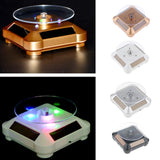 Maxbell Solar Powered Turntable Rotating Display Stand LED Light for Jewelry Gold