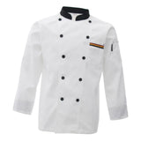 Max Unisex Chef's-Uniform Long Sleeve Double-Breasted Men Women Chef Coat White L