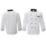 Max Unisex Chef's-Uniform Long Sleeve Double-Breasted Men Women Chef Coat White L