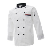 Max Unisex Chef's-Uniform Long Sleeve Double-Breasted Men Women Chef Coat White L