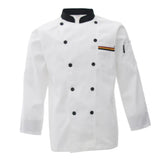 Max Unisex Chef's-Uniform Long Sleeve Double-Breasted Men Women Chef Coat White L