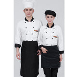 Max Unisex Chef's-Uniform Long Sleeve Double-Breasted Men Women Chef Coat White L