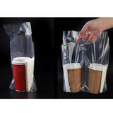 Maxbell 50x Take Out Bag Cup Party Pouch Embossed Clear Plastic Beverage Packaging C