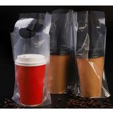 Maxbell 50x Take Out Bag Cup Party Pouch Embossed Clear Plastic Beverage Packaging C