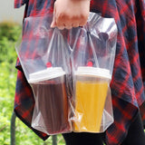 Maxbell 50x Take Out Bag Cup Party Pouch Embossed Clear Plastic Beverage Packaging C