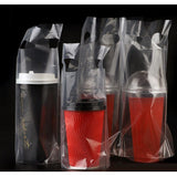 Maxbell 50x Take Out Bag Cup Party Pouch Embossed Clear Plastic Beverage Packaging C