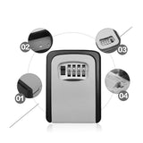 Max 4 Digit Combination Key Lock Box Wall Mount Safe Security Storage Case Gray