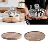 Max Acacia Wooden Wood Server Plates Rotating Serving Tray with Glass Dome! Lid