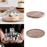 Max Acacia Wooden Wood Server Plates Rotating Serving Tray with Glass Dome! Lid