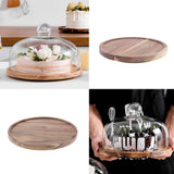 Max Acacia Wooden Wood Server Plates Rotating Serving Tray with Glass Dome! Lid