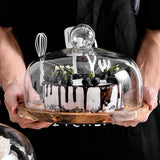 Max Acacia Wooden Wood Server Plates Rotating Serving Tray with Glass Dome! Lid
