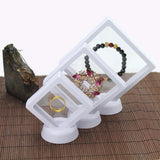 Maxbell 3D Floating Jewelry Display Frame Case Box Stand Rack Holder White 9x9cm 2