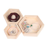 Max Maxb Wooden Hexagon Necklace Jewelry Display Tray Case, Jewelry Storage Box S