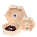 Max Maxb Wooden Hexagon Necklace Jewelry Display Tray Case, Jewelry Storage Box S