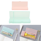 Max Plastic Pencil Case Pen Storage Box School Office Tabletop Supplies Blue L