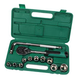 Maxbell 13pcs Socket Wrench Set 1/2" Auto Socket Adapter T-Shaped Green Case