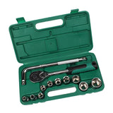 Maxbell 13pcs Socket Wrench Set 1/2" Auto Socket Adapter T-Shaped Green Case