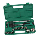 Maxbell 13pcs Socket Wrench Set 1/2" Auto Socket Adapter T-Shaped Green Case