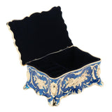 Maxbell Vintage Rectangle Trinket Jewelry Boxes Metal Gift Storage Organizer Blue