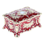 Maxbell Vintage Rectangle Trinket Jewelry Boxes Metal Gift Storage Organizer Red