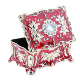 Maxbell Vintage Rectangle Trinket Jewelry Boxes Metal Gift Storage Organizer Red
