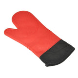 Max 1 Pc Silicone+Cotton Oven Mitts Heatproof Kitchen Baking Oven Gloves Red