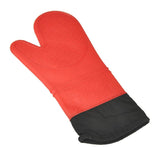 Max 1 Pc Silicone+Cotton Oven Mitts Heatproof Kitchen Baking Oven Gloves Red