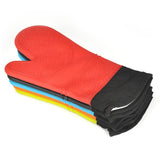Max 1 Pc Silicone+Cotton Oven Mitts Heatproof Kitchen Baking Oven Gloves Red