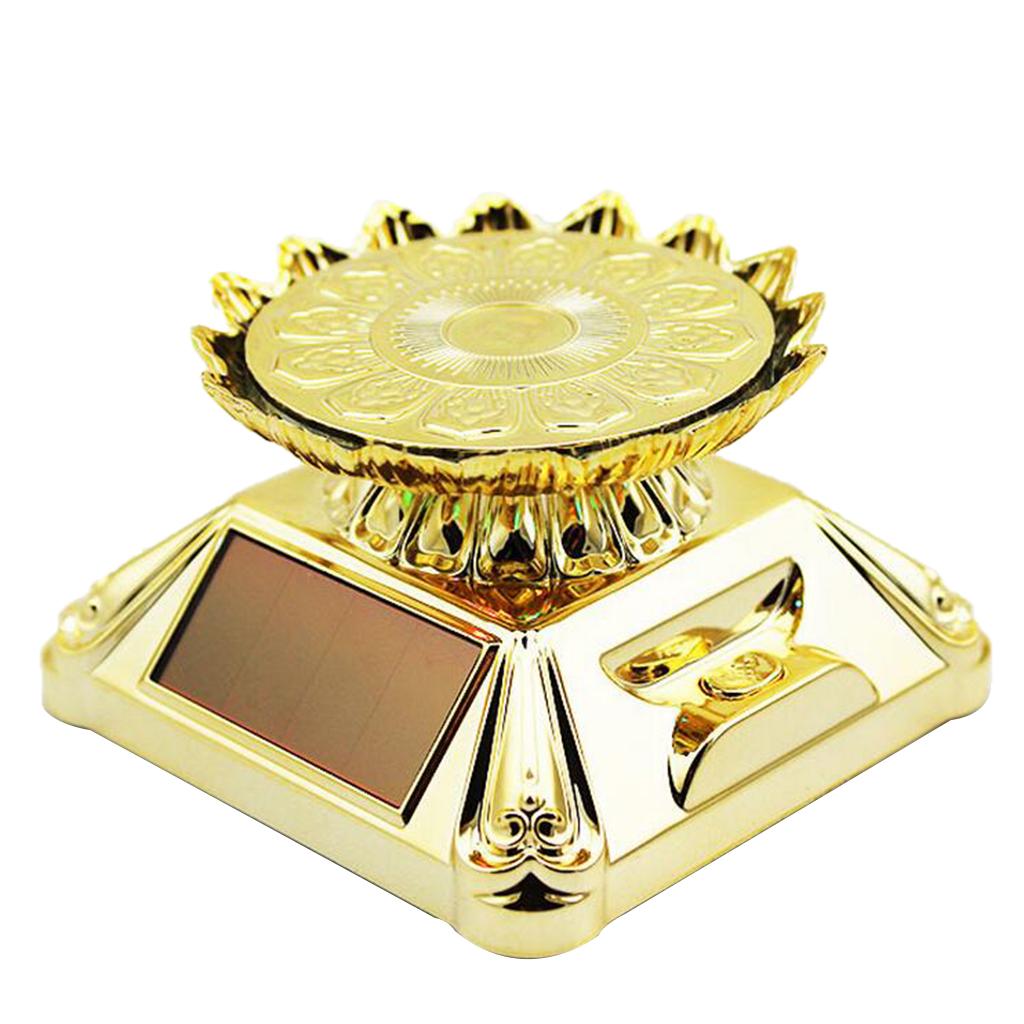 Max Solar Powered Turntable Rotating Display Stand & Light  Golden Lotus Tray
