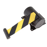 Maxbell 2m Wall Mounted Stanchion Queue Barrier Extended Retractable Belt Yellow Black Stripes