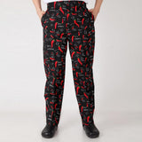Maxbell Chef Baggy Pants, Chef Uniform, Cook, Culinary Appare Chili pattern XXL