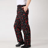 Maxbell Chef Baggy Pants, Chef Uniform, Cook, Culinary Appare Chili pattern XXL