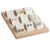 Max Wood Earring Card Holder w/ Tray for Jewelry Accessory Display 9 Pair White