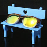 Max Bench Shape Wooden Eyeglass Sunglass Holder Retainer/Spectacle Holder Blue