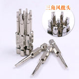 Maxbell 6Pieces Magnetic Triangle Head Screwdriver Bits S2 Steel 1/4 Hex Shank 50mm