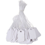 Maxbell 100pcs Price Tags Tie On White Strung Display Sales Blank Paper Price Labels