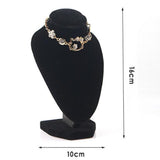 Maxbell Velvet Necklace Bust Display Stands Pendant Chain Jewelry Rack Velvet Black