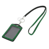 Shining ID Badge Holder w/ Lanyard Business Card Case School Office Supplies Dark Green