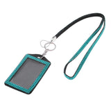 Shining ID Badge Holder w/ Lanyard Business Card Case School Office Supplies Sky Blue