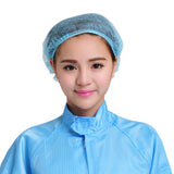 100 Pieces Disposable Hair Head Covers Net Bouffant Cap Non Woven Blue