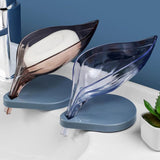 Leaf Shape Soap Box Clear Storage Plate Case Kitchen Sink Supplies Gadgets Blue