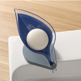 Leaf Shape Soap Box Clear Storage Plate Case Kitchen Sink Supplies Gadgets Dark Blue