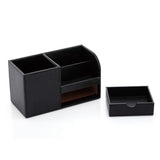 Maxbell Multifunctional leather pen holder fashion desktop storage box Black