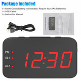 Digital Alarm Clock Led LED Display Snooze Desk Temperature Display Red