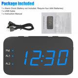 Digital Alarm Clock Led LED Display Snooze Desk Temperature Display Blue