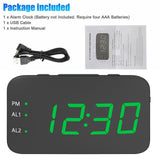 Digital Alarm Clock Led LED Display Snooze Desk Temperature Display Green