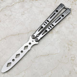 Maxbell Steel Butterfly Practice Knife Trainer Training Tool Portable Silver
