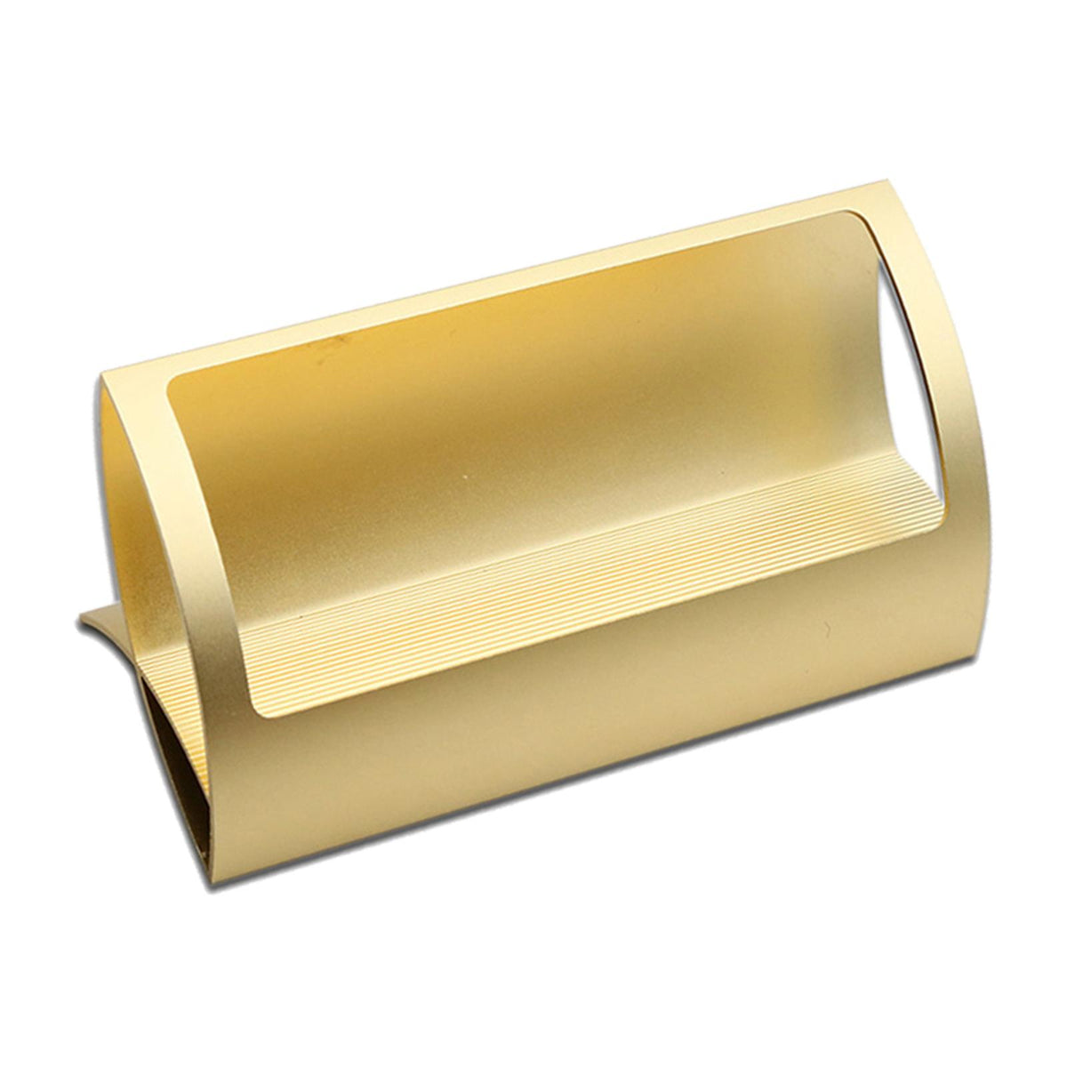 Maxbell Stylish Aluminum Alloy Desktop Q Shape Business Card Holder for Tradeshows Golden